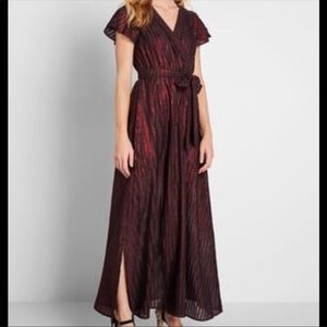 Red Metallic Maxi Dress